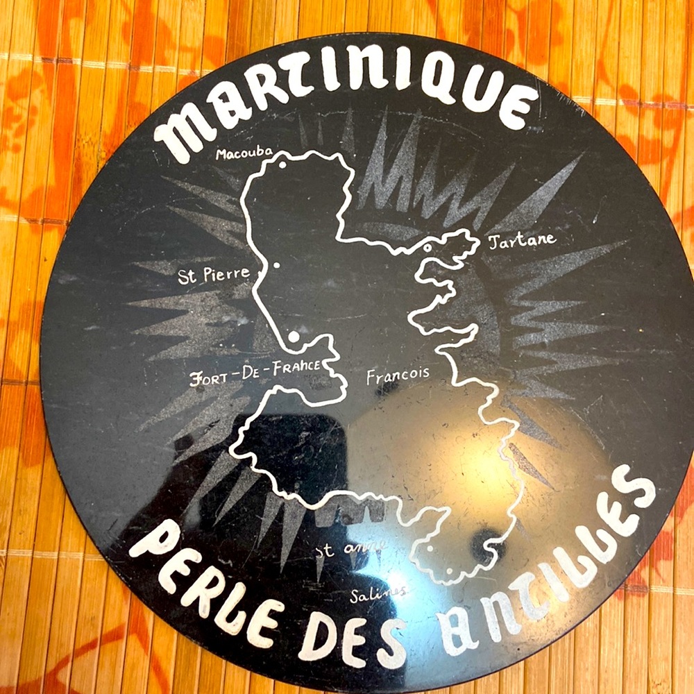 5/$10❤️❤️❤️Vintage 70s Marble Slab Martinique Souvenir Map of St Martinique
